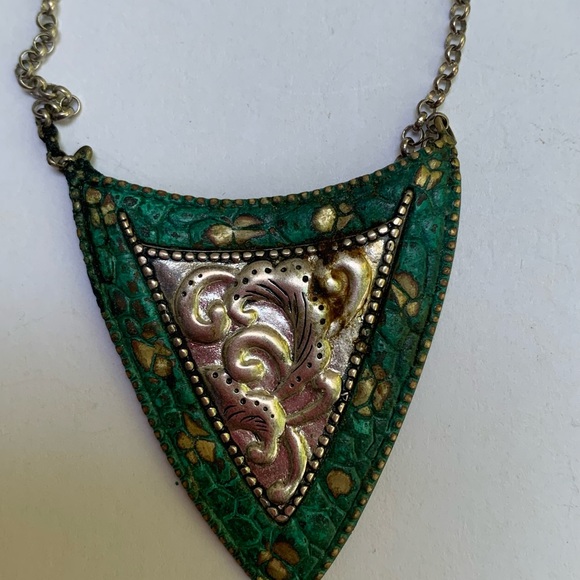 Not for sale  Green Patina Shield Necklace Not for sale - Picture 2 of 4